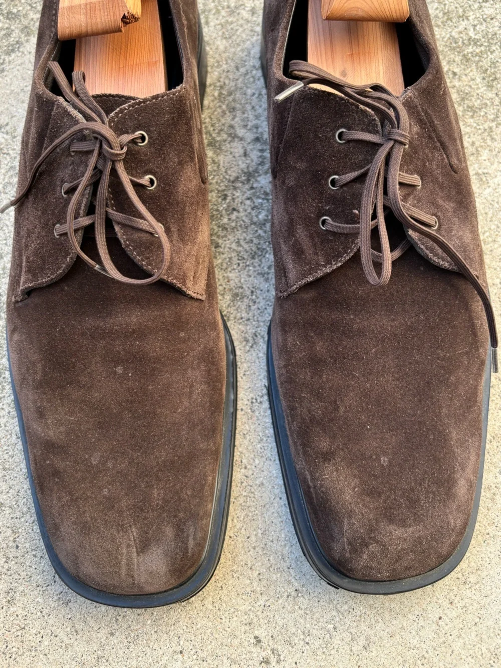 Salvatore Ferragamo Brown Suede Derby Dress Shoes - Men's 12 Made In Italy